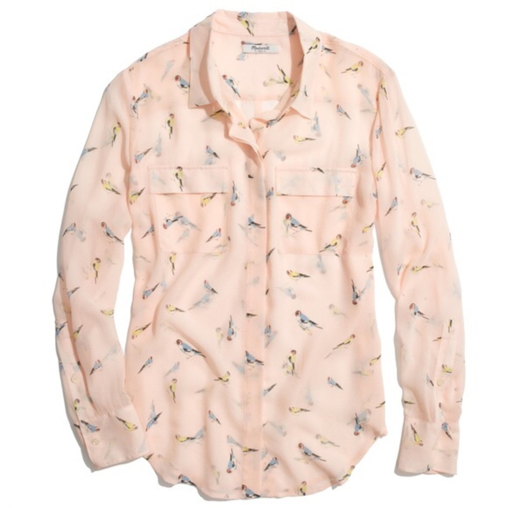 Madewell Small 100% Silk Long sleeve Blouse
